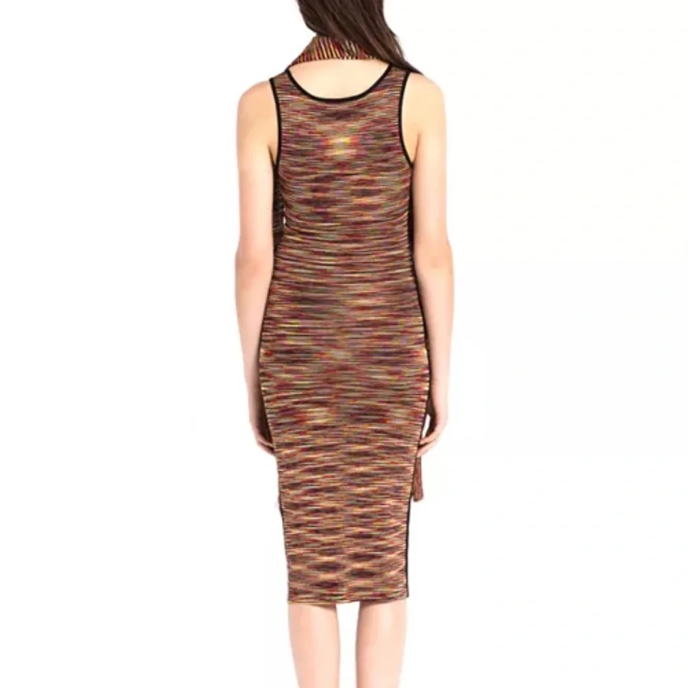 SANDRO Paris Roselia Knit Bodycon Black Red Space Dye Tank Dress Size 2 - Picture 2 of 15